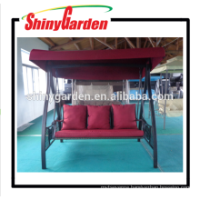 3-person red short fiber swing chair outdoor iron swing chair